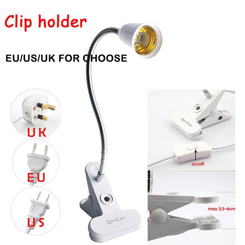 Product Introduction of EU US UK Flexible light bulb Lamp power E27 base Plugs socket desk Clip for Book room night light grow Light holder FEH1SG 105