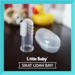 Sikat Lidah Bayi LITTLE BABY - Super Soft Silicone Finger Toothbrush - Extra Case .