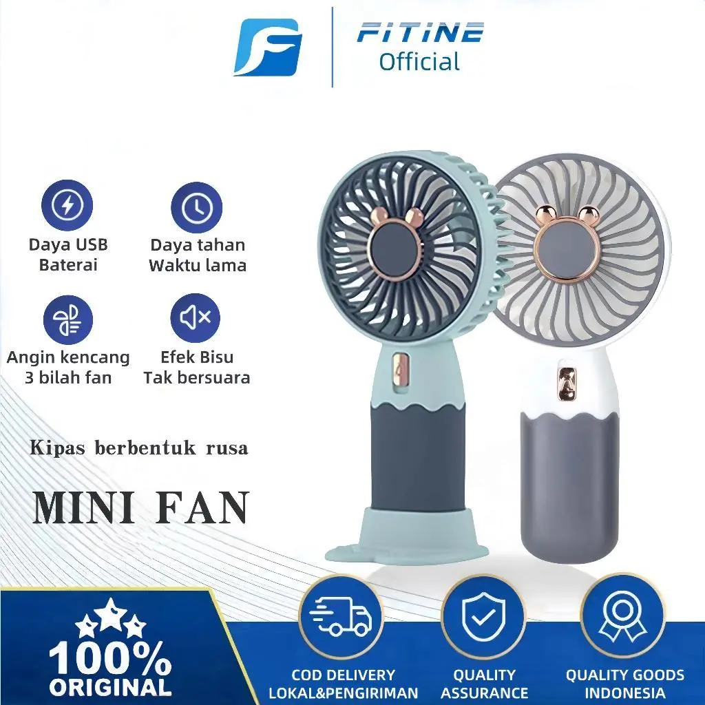 FITINE Bentuk Rusa Kipas Mini Genggam yang Nyaman Dengan Kipas Isi Ulang USB Dock Ponsel Mini Fan
