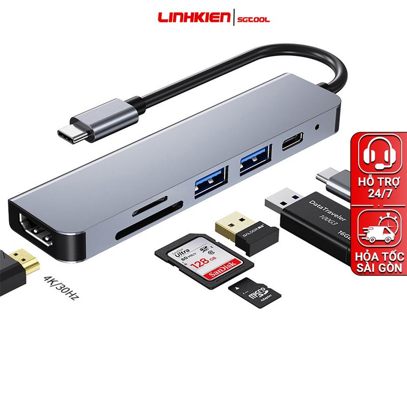 Hub chia cổng 6 in 1 USB Type C Hub HDMI 4K