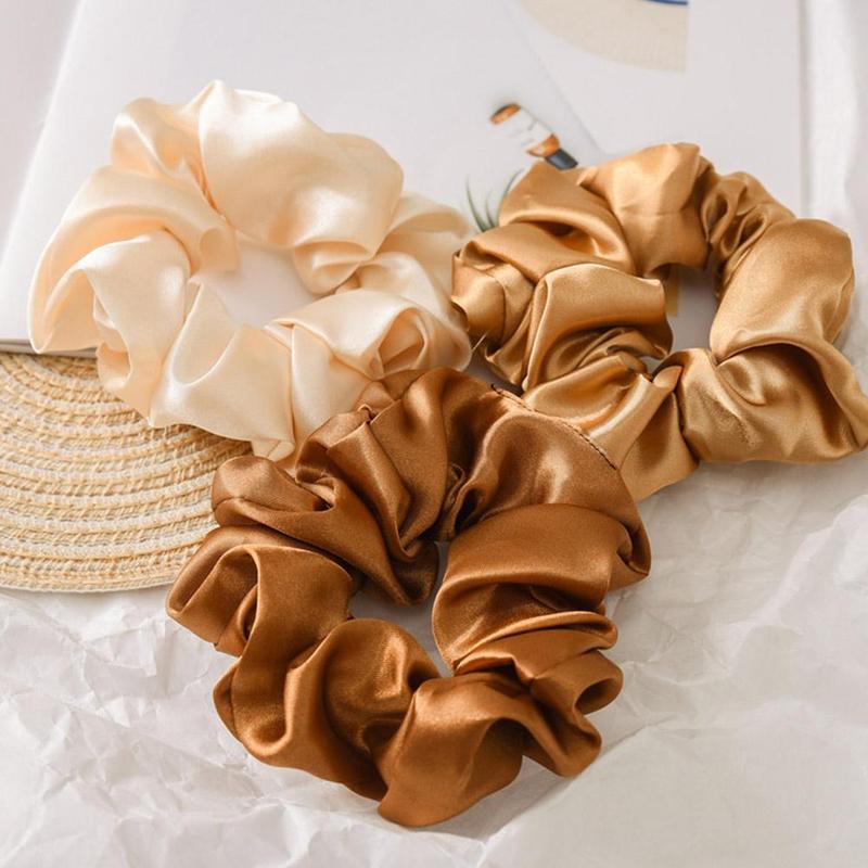 Product Introduction of Lotus Root Pink Dingbu Large Intestine Ring Hair Ring Color Solid Headwear Cloth Set Headstring O0J2 26