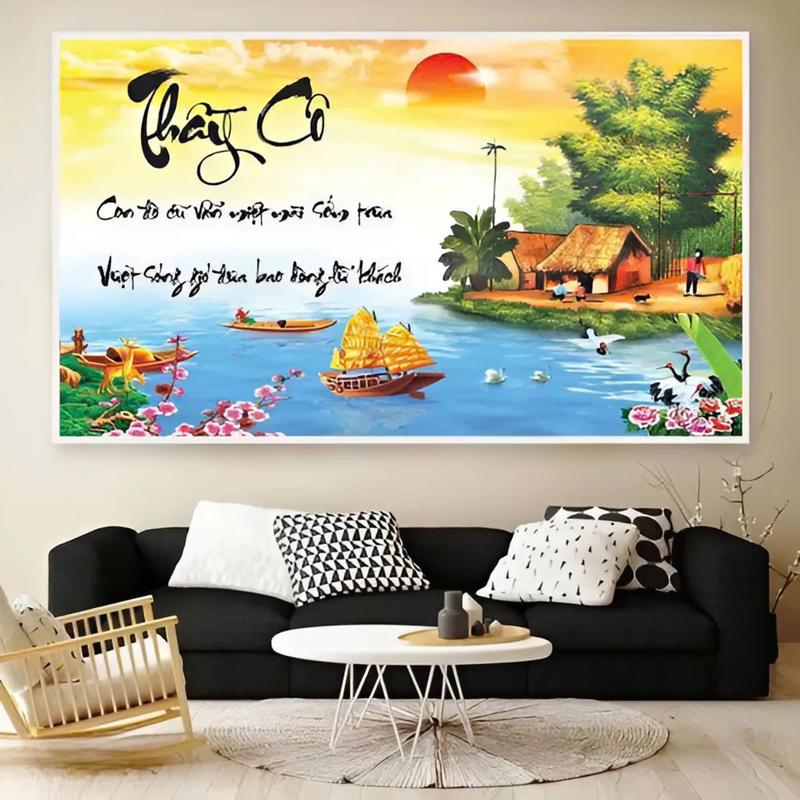  Tranh thư pháp tặng thầy cô 20 11 tranh tri ân ơn thầy ơn cô tranh gỗ tráng gương  khung composite bền kèm đinh treo trang trí decor phòng khách  Treo Tường. 