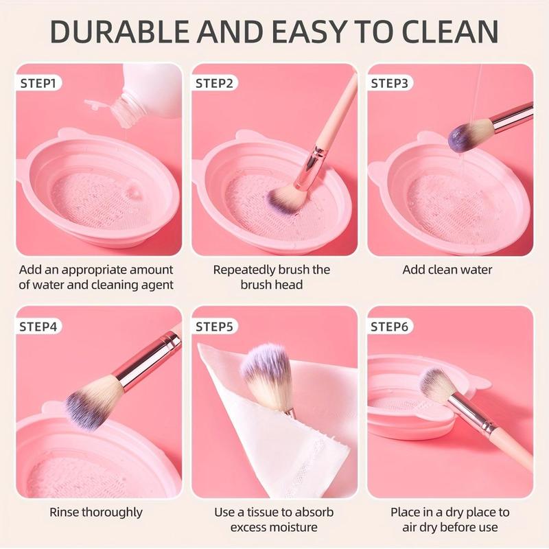 Makeup Tool Set, 36/46/56pcs/set Makeup Brush & Makeup Sponge & Powder Puff & Headband & Mirror & Comb & Brush Cleaning Bowl, Professional Makeup Tools for Women 6