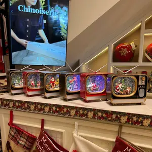 Ornament Musik Box Lagu Natal Bentuk Radio Vintage / Christmas Snowman Santa Radio Music Box 5112