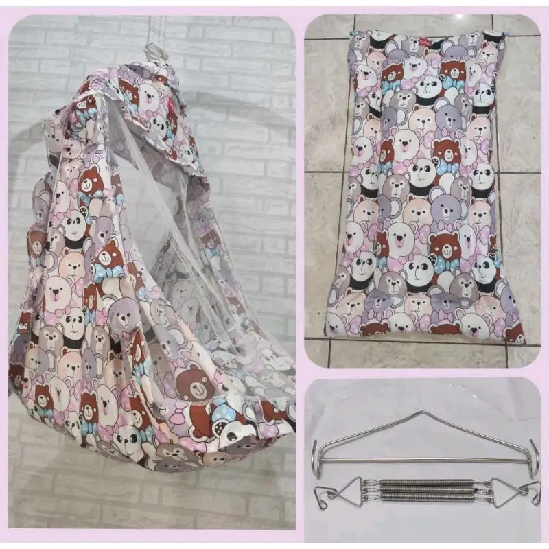 ayunan kelambu ayunan motif 5in1  set lengkap per  hanger segitiga besi 8