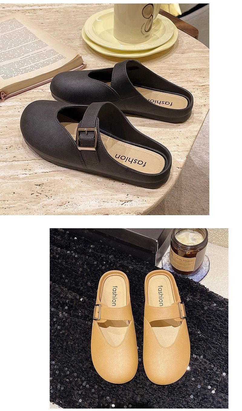 Product Introduction of New Soft Bottom Increase All-Match Closed Toe Half Slippers Slip-on Lazybones' Shoes Birkenstock Women's Outer Wear 27