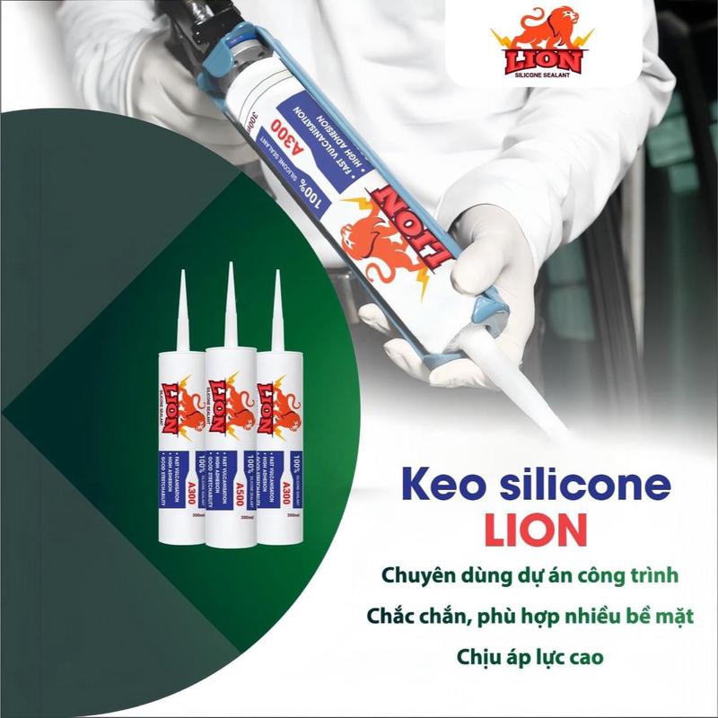 1 THÙNG 24 chai 300ml  silicon A300 LION dán nhôm kính,trám bê tông,khe hở, dán nội thất,  dẻo bóng mịn , bền với thời tiết màu trắng trong  silicone keo sieu dinh keo dinh 0
