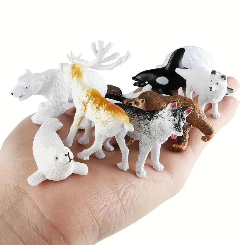 Mini Polar Animal Model, 23pcs/set Simulation Wild Animal Model Toys, Creative Home Desktop Ornaments for Birthday Gifts 6