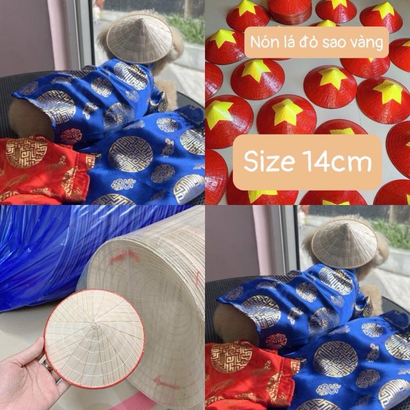 Nón lá truyền thống, nón lá đỏ sao vàng dành cho chó mèo thú cưng dưới 7kg