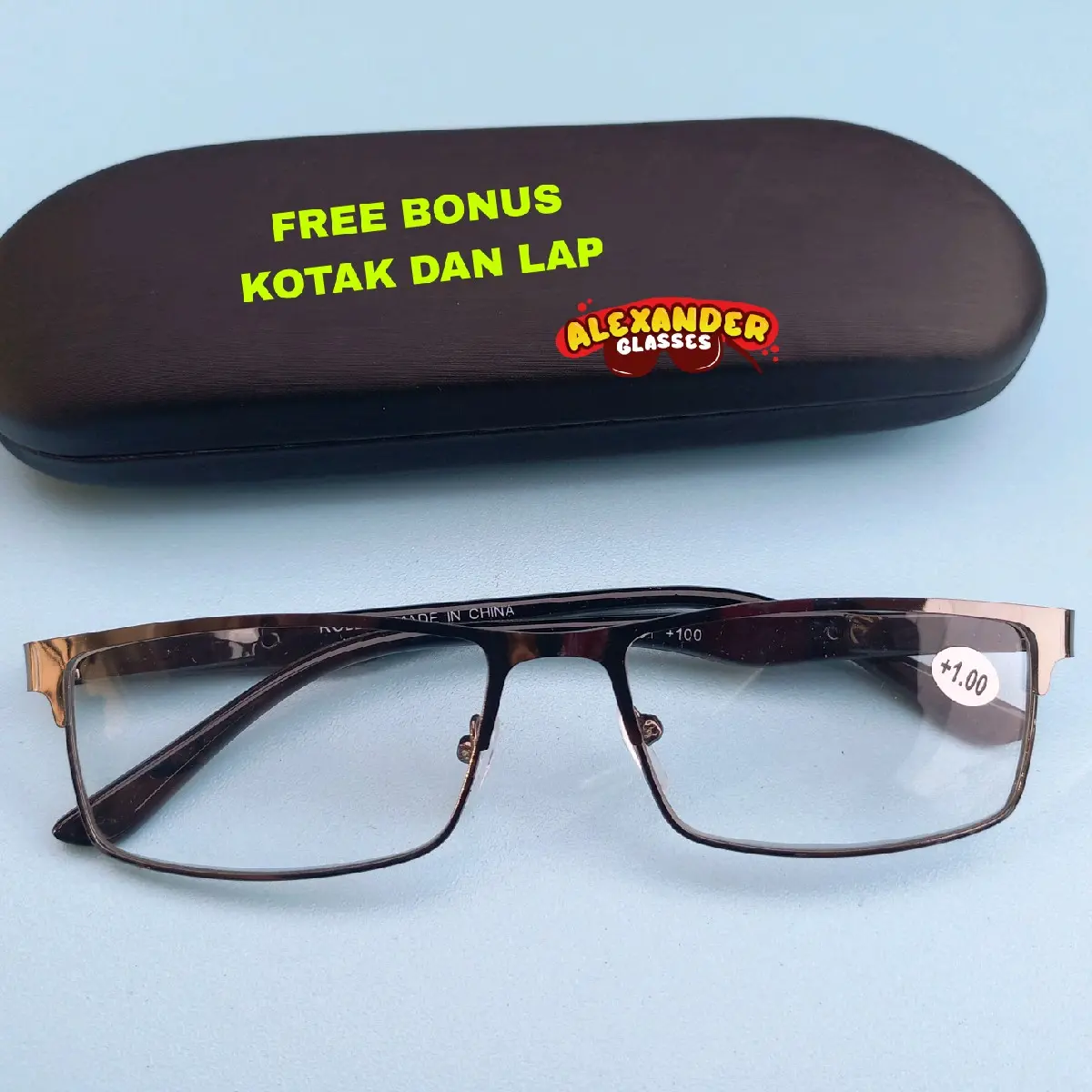 Kacamata baca plus pria super fokus siap pakai frame TITANIUM kaki pegas / per terbaru