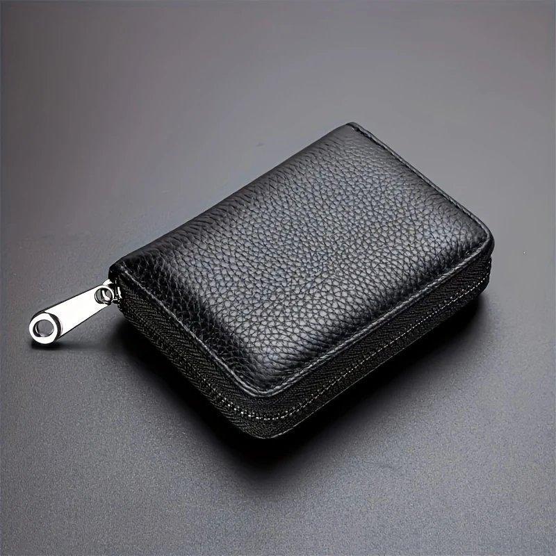 RFID Blocking PU Leather Wallet, 1 Piece Large Capacity Multi-card Slot Zipper Closure Card Organizer, Portable Card Storage Wallet for Home Office 2