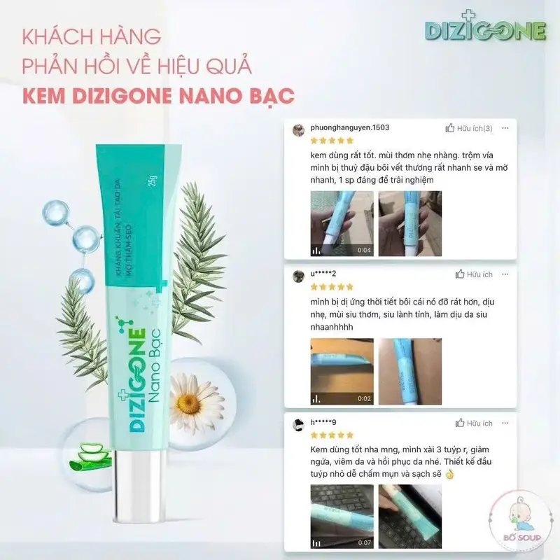 Kem DIZIGONE Nano Bạc kháng khuẩn, lành thương, tái tạo da, ngăn ngừa sẹo 25g 2