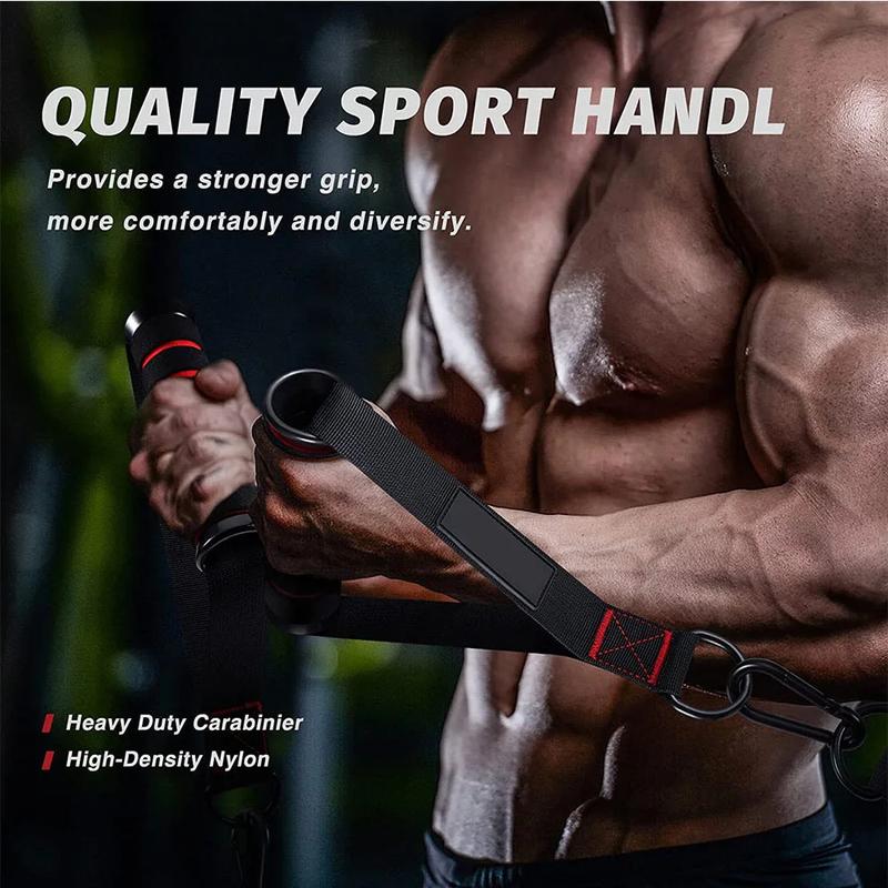 Product Introduction of D-Ring Metal Gym Handles Grip Workout Heavy Duty Cable Machine Handle with Hook for Home Resistance Bands Fitness Accessories 6