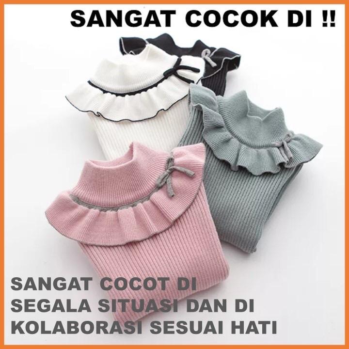 Baju Atasan Anak Cewe Cewek Perempuan Lengan Panjang Pariasi Pita Usia 1 - 6 Tahun Model Korea Style Terbaru Kekinian 7