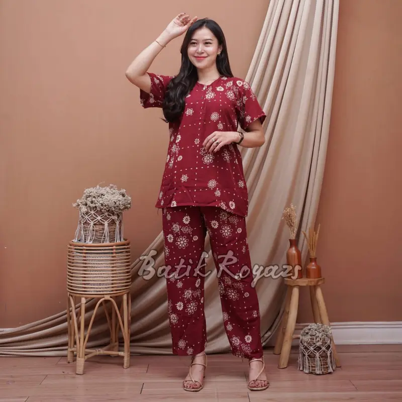 (Termurah Bisa Cod) SETELAN CP ONESET BUSUI KANCING DEPAN MOTIF TERBARU Baju Celana 0