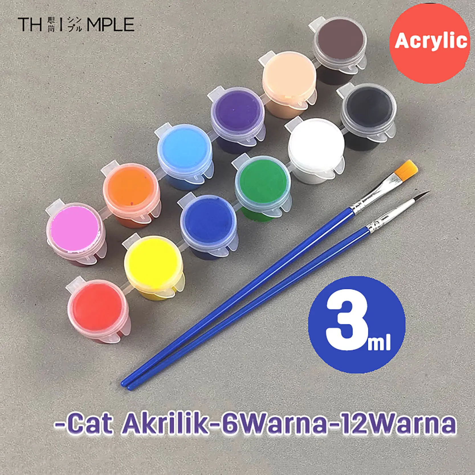 Cat akrilik Set 6 Warna 12 Warna/Cat Akrilik Kanvas Lukisan Kanvas 3ml-THIMPLE