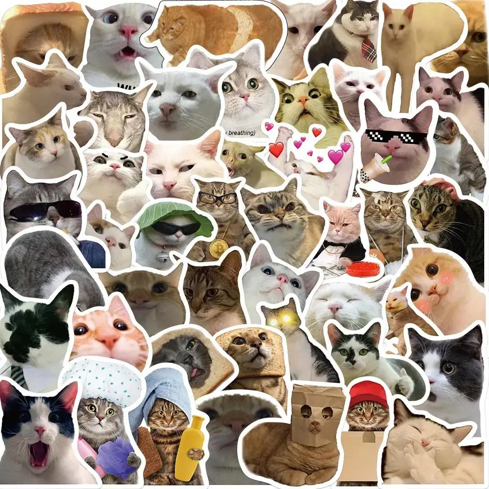 Cute Cat Pattern DIY Decorative Sticker, Waterproof Cartoon Sticker, Decoration Sticker For Phone Case, Computer, Guitar, Bag, Water Cup, Scrapbook