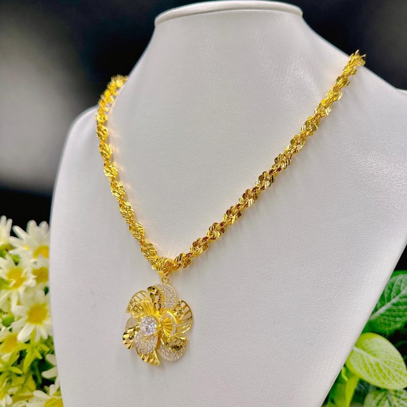 Dây chuyền nữ xoắn hoa mai+mặt hoa mai có kí hiệu