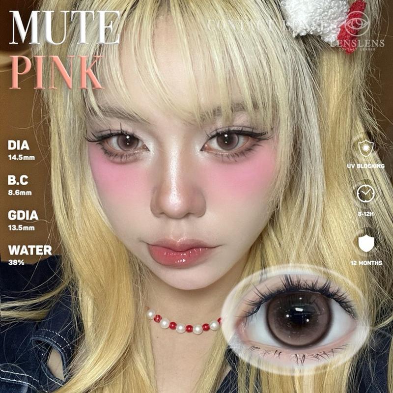 Lens Mắt Kính Áp Tròng Hồng Đất Tự Nhiên Mute Pink_14.5mm (Độ giãn thực tế như các dòng có DIA 14.2mm)