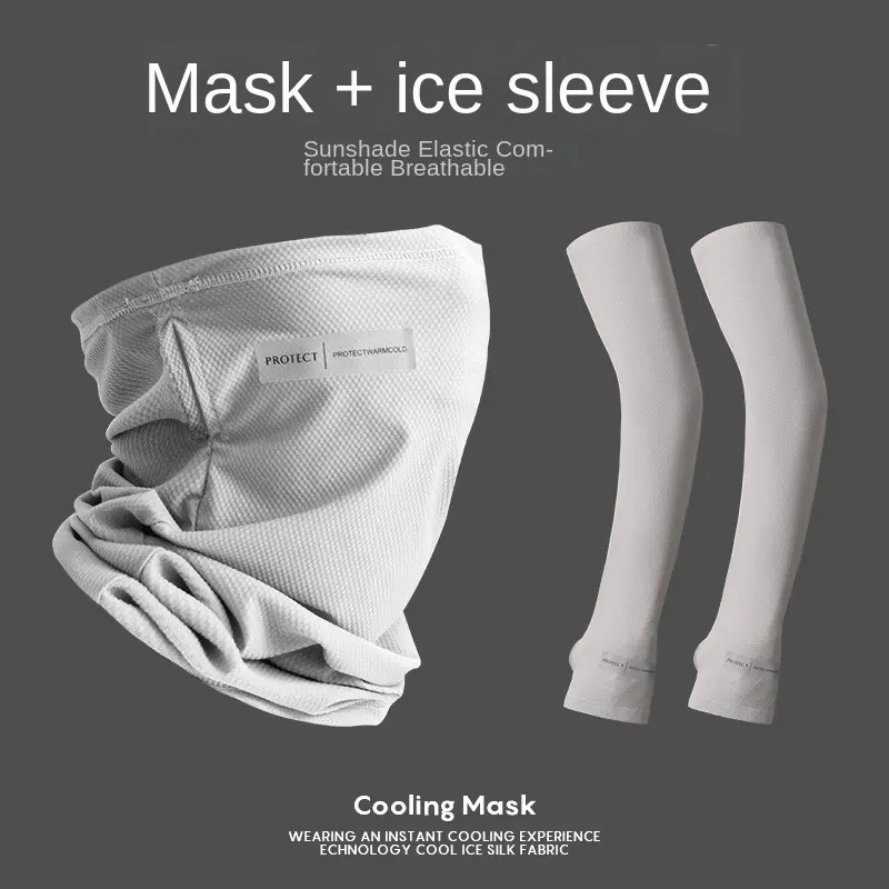 Reflective Cooling Arm Sleeves for Men - Summer UV Protection Driving and Cycling Sleeves, Dirt-Resistant Sunscreen Arm Covers with Face Mask