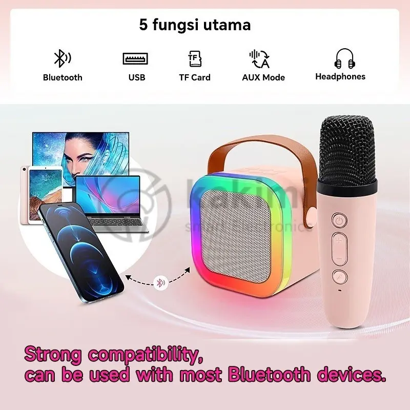 [SG 24H SHIP]K12 mini karaoke speaker 3D stereo portable bluetooth speaker wireless bluetooth speaker super bass subwoofer speaker with microphone Professional Home KTV language  translation  earbuds airpods  pro  2  case  leather microphone mtik  tok  sh