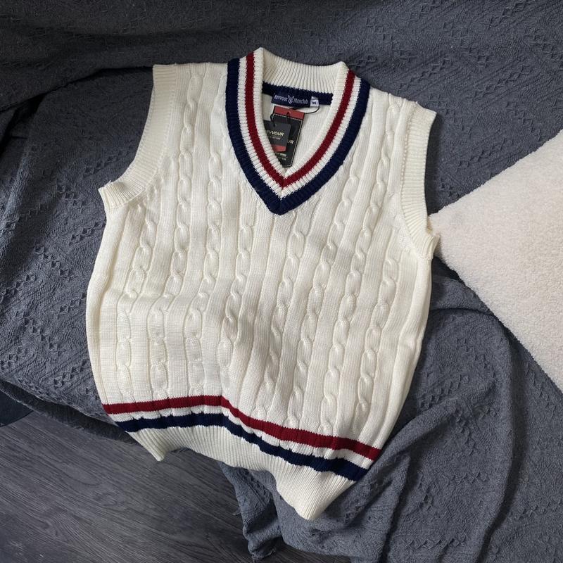 Độc Quyền Áo Gile Cable-Knit Len Dệt Kim Lông Cừu - Local Brand Revvour áo len cổ tim áo cardigan rvr áo khoác