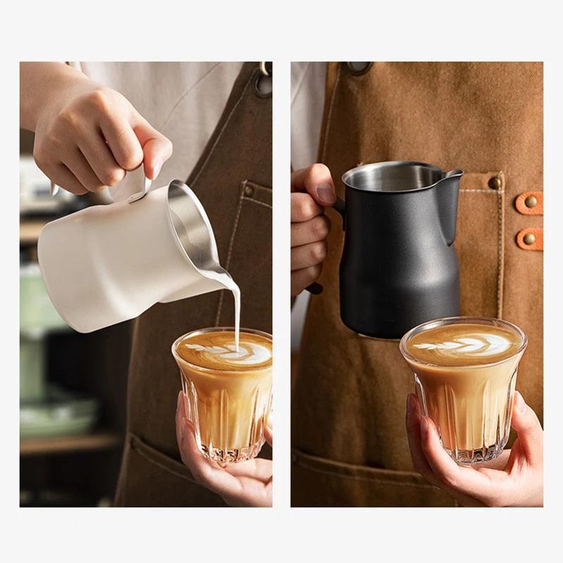 Coffee Milk Frothing Pitcher Jug 304 Stainless Steel With Scale Latte Steam Coffee Paint Process Kitchen Cafe Accessories 3