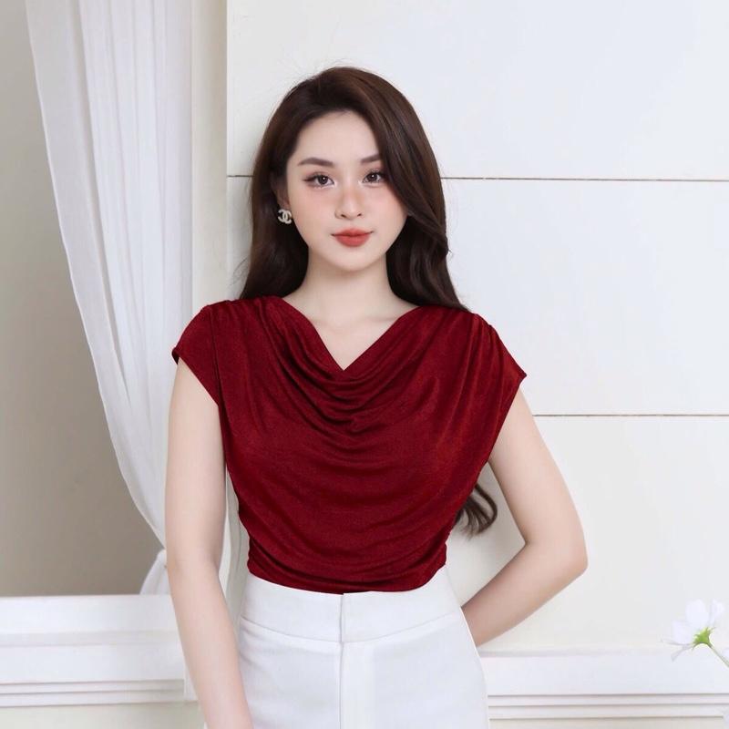 (HÀNG XỊN) Áo cổ đổ tay chờm nhún eo - áo thun nữ chất liệu cao cấp, áo kiểu nữ sang trọng có BIGSIZE AT06, BELLA TOP