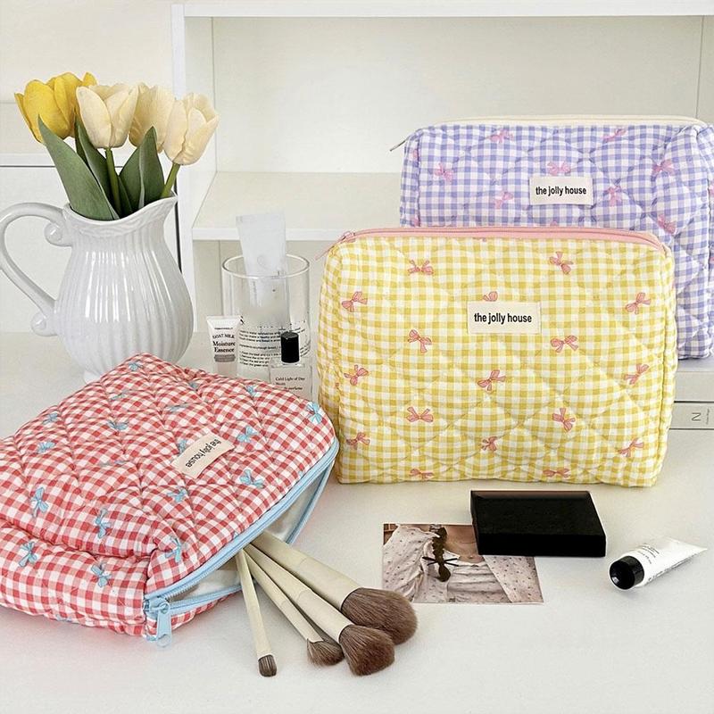Bowknot Cosmetic Bag Portable Soft Handbag Toiletries Capacity Bag Student Large Storage Bag 5