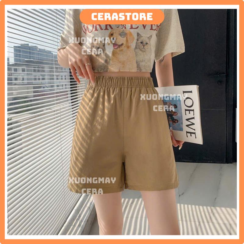 [DEAL MỞ BÁN] Quần Short Nữ Kaki Bassic Có Túi Cạp Cao Lưng Chun Co Dãn Thoáng Mát Mùa Hè 4