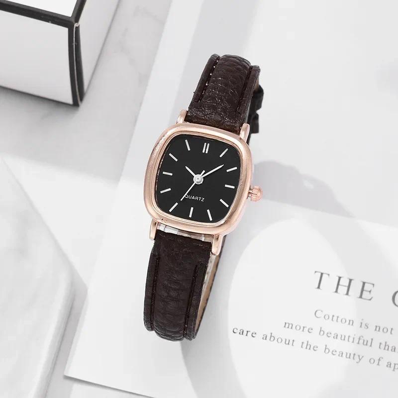Product Introduction of Minimalist Women's Quartz Watch Vintage Fashion Solid Color Artificial Leather Thin Belt Watch 7