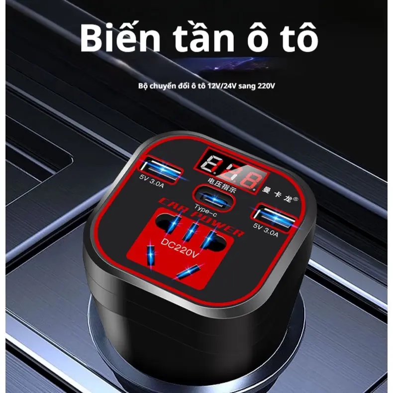 Bộ sạc ô tô công suất cao ổ cắm chuyển đổi công suất cao ô tô ô tô đầu ra xe tải sạc đặc biệt Phụ Kiện Phụ Tùng 5