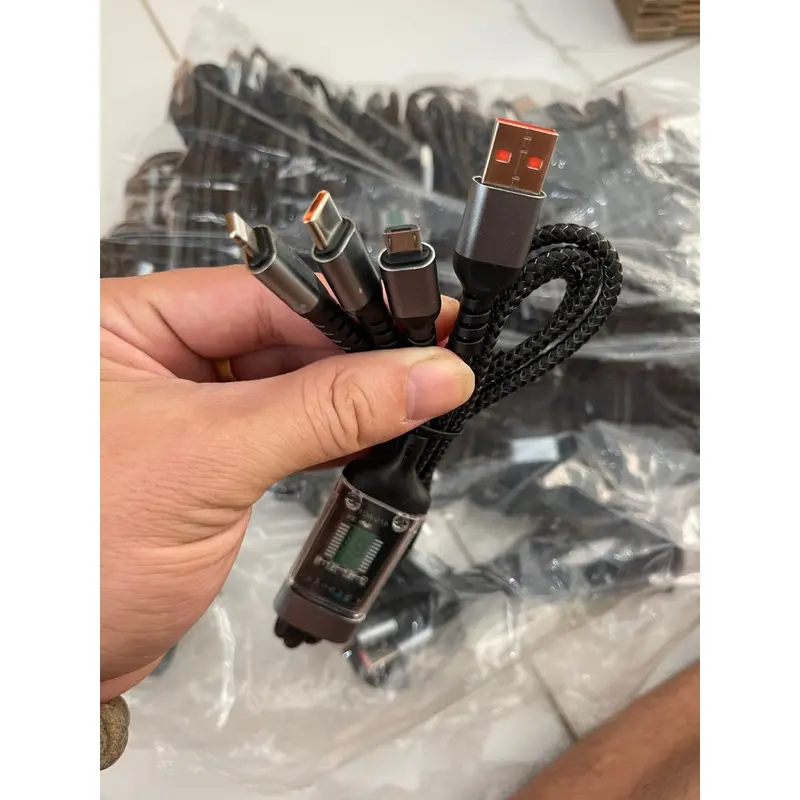 Combo 3 Sản Phẩm, Bộ Sạc Nhanh 120W, Cáp Sạc 3 Đầu 100W, Cáp Sạc 4 Đầu 4in1 Cốc sạc nhanh Sạc nhiều thiết bị 8