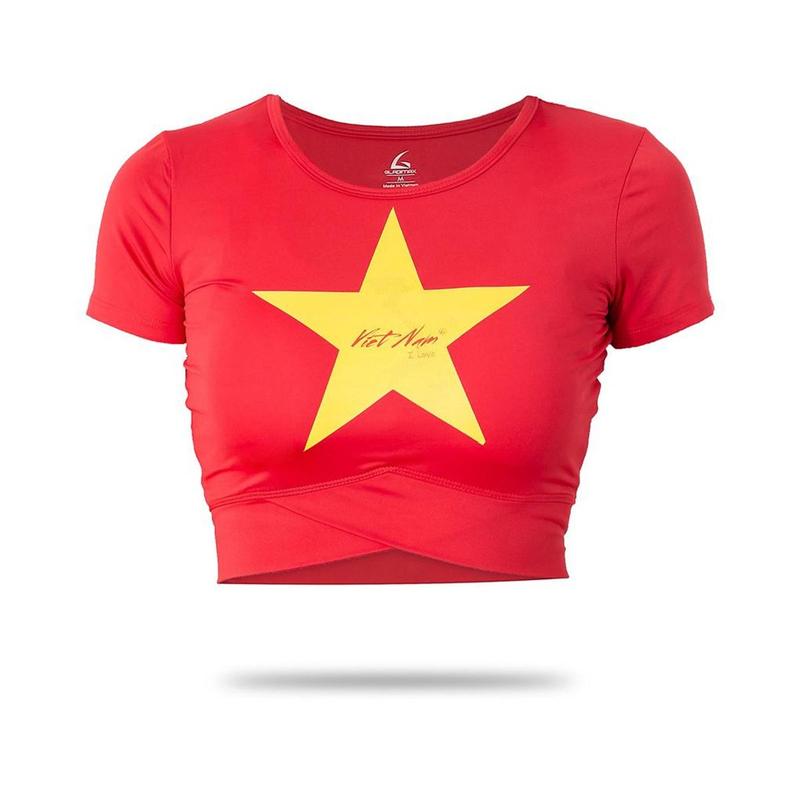 Áo Croptop vạt chéo cộc tay tập yoga, aerobic Sport Tập Thể Dục