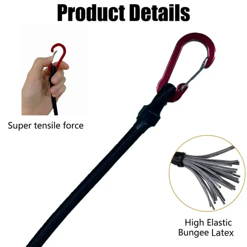 Heavy Duty Bungee Cord Elastic Tie Strap String Carabiner Hooks Organiser