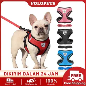 FOLOPETS Tali Rompi Bernapas Hewan Harness Kucing Tali Tuntun Reflektif Persediaan Hewan Peliharaan anjing & kucing sedang nylon putih tulang harness & lead kain fleece anjing & kucing