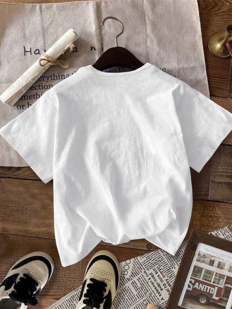 Product Introduction of Women's Cherry & Bow Print Short Sleeve Tee, Casual Round Neck T-shirt for Summer, Women's Top for Daily Wear 6