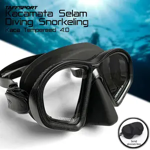 Kacamata Selam Laut Dewasa + Penutup Kuping Scuba Diving Snorkeling Kaca + Tempered Glass Anti Embun Dan kabut Bahan Silicon Lentur Nyaman Di Pakai