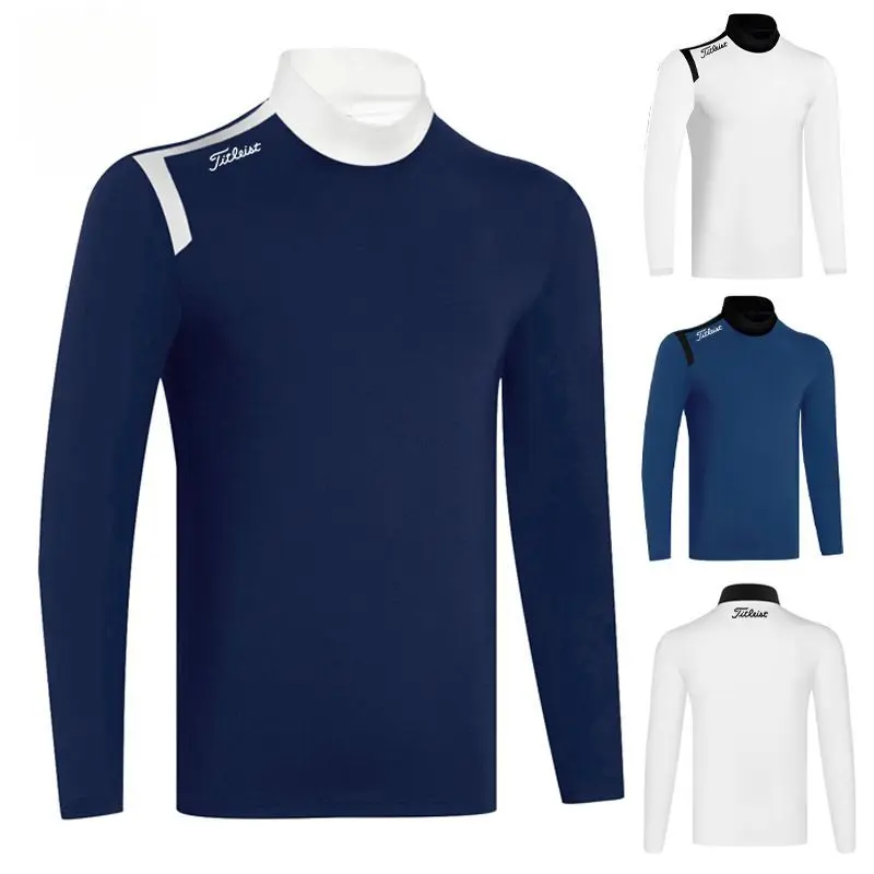 Autumn and Winter Golf Fleece-lined Warm Clothing Base Clothing Wicking Quick-Drying Golf Top Slim round Neck Sports Long Sleeve Outdoor High Elastic Leisure Fashion Comfortable Cx24096