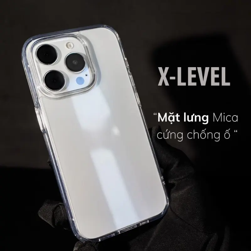 Ốp lưng trong suốt chống ố vàng va đập X-Level Crystal Ice chống trầy xước iPhone 16 15 14 13 12 11 Pro Max Plus