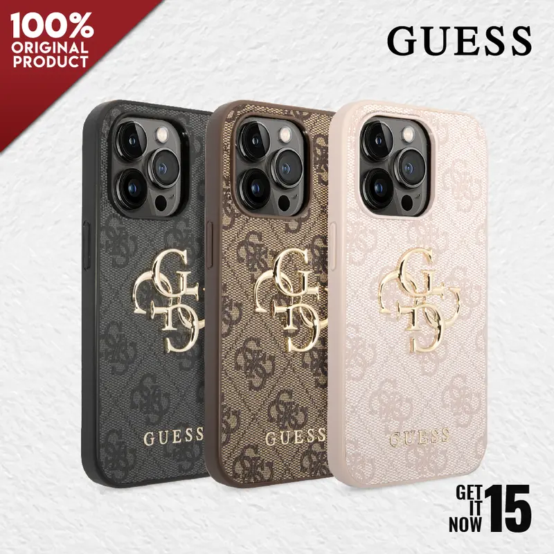 Case For iPhone 15 / Plus / Pro / Pro Max GUESS PU 4G Metal Logo 0
