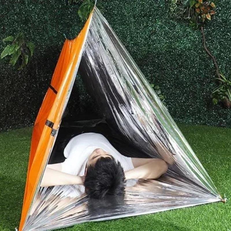 Product Introduction of Emergency Blanket Tent, Windproof & Waterproof Foil Thermal Tent for Camping Hiking, Outdoor Survival First Aid Tactical Rescue Supplies 3