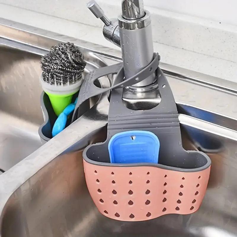 Multifunctional Sink Hanging Drain Storage Basket, Faucet Sponge Holder, Kitchen Storage Basket 1