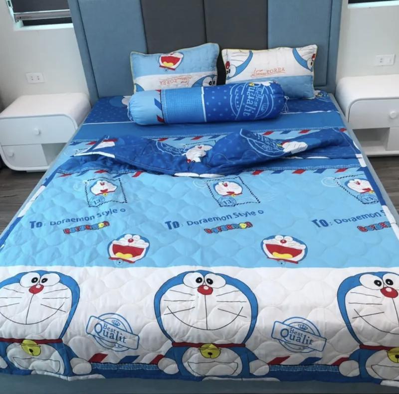 Bộ chăn ga gối cotton poly xinh xắn Doremon