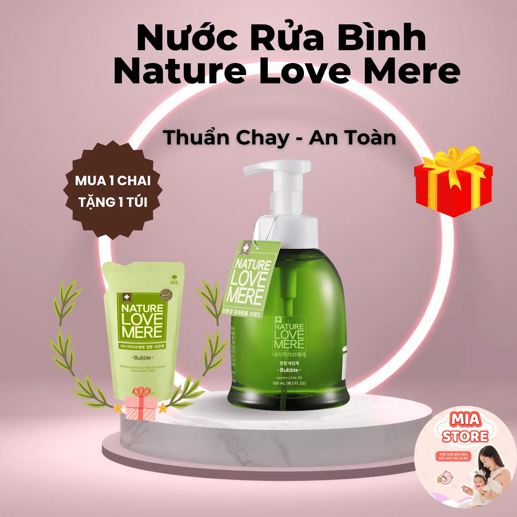 [TẶNG TÚI Refill] Nước Rửa Thuần Chay Cao Cấp Nature Love Mere