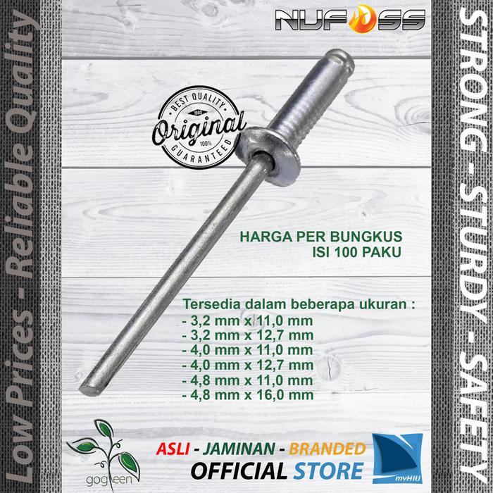 Paku Ripert Jual Paku Rivet 3,2 ~ 4,8 mm Isi 100 Paku Ripet Tembak - Riveter Nail ...
