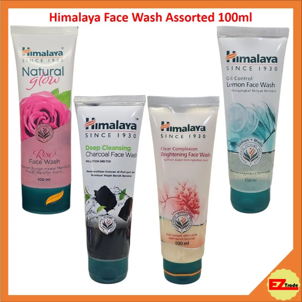 Himalaya Face Wash 100ml / Natural Glow, Deep Cleansing Charcoal, Clear Complexion Brightening, Oil Control Lemon