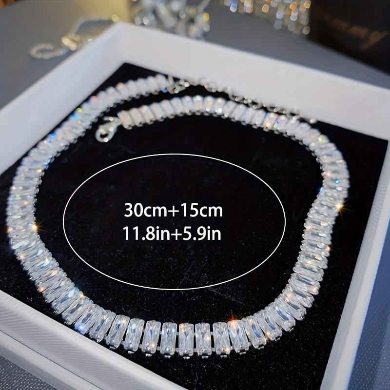 Product Introduction of Luxurious Geometric Square Zirconia Collarbone Necklace From Europe And America, 1 Piece 19