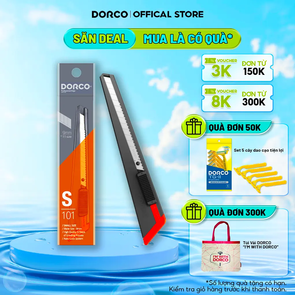 DORCO S101 - Dao Rọc Giấy Hàn Quốc - Gói Gồm 1 Cây Dao Rọc Giấy
