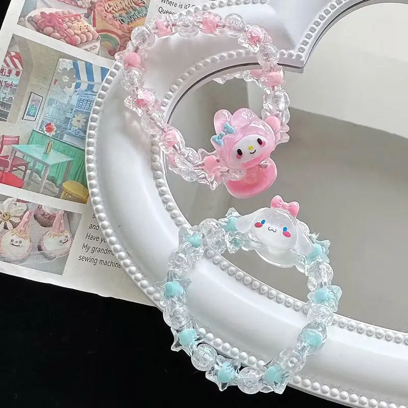 Vòng Tay Cặp Đôi Pha Lê Sanrio Ngọt Ngào, Thiết Kế Hoạt Hình O8Q1, Bao Gồm Vòng Tay Yugui Chó Kulomi, Giá Thấp Nhất, Vòng Tay, V4U0 2